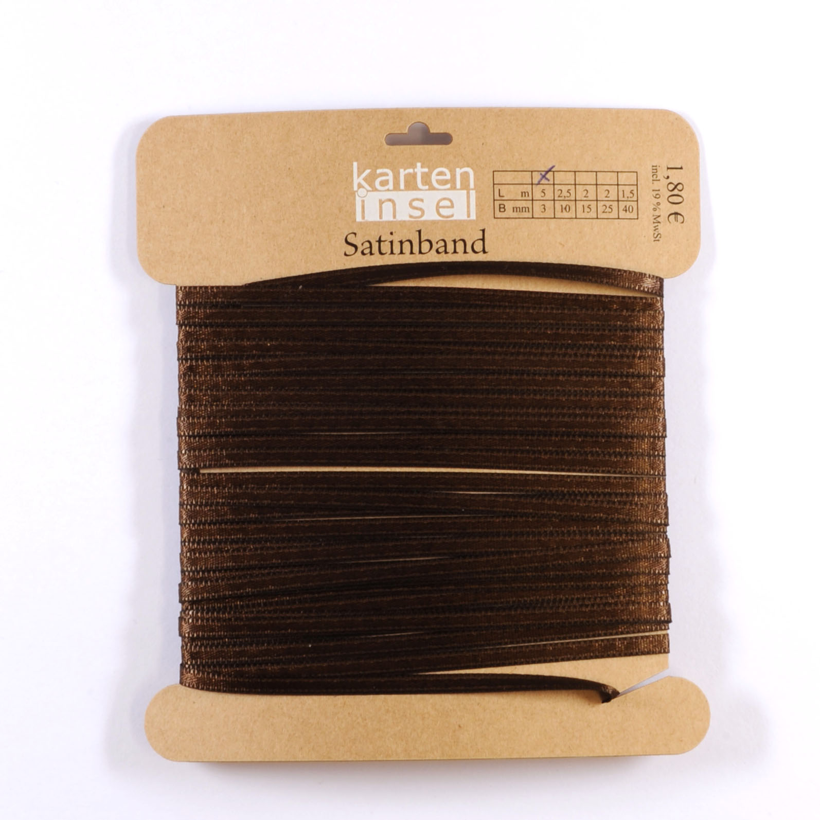 Satinband braun - 3 mm - 5 m Satinband braun - 3 mm - 5 m