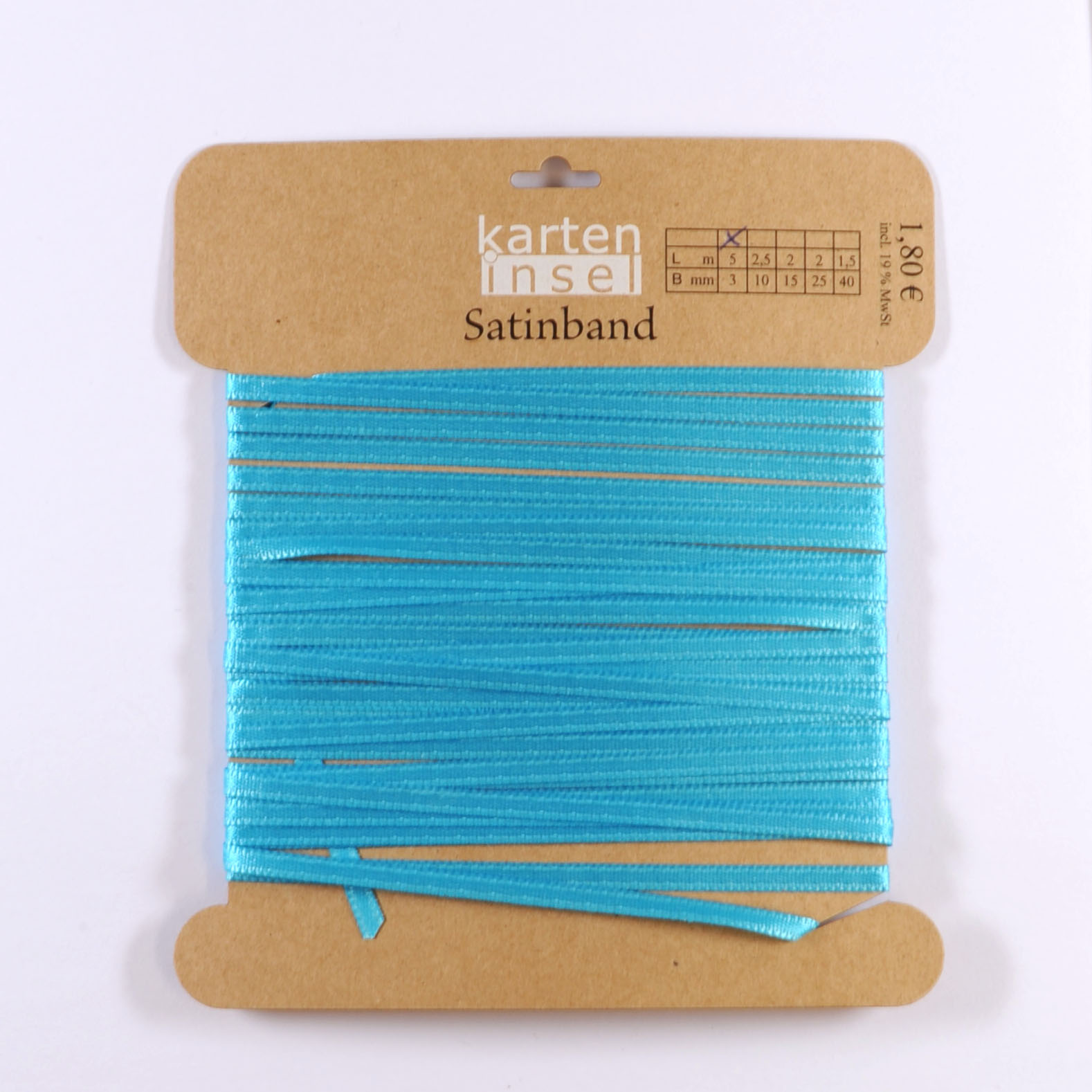 Satinband türkis- 3 mm - 5 m Satinband türkis- 3 mm - 5 m