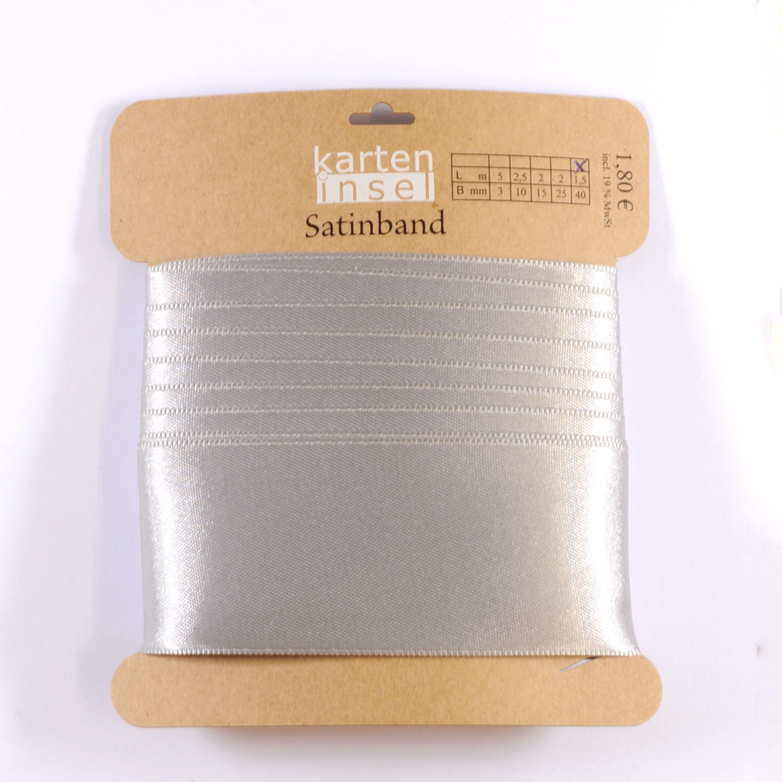 Satinband silber - 40 mm - 1,5 m