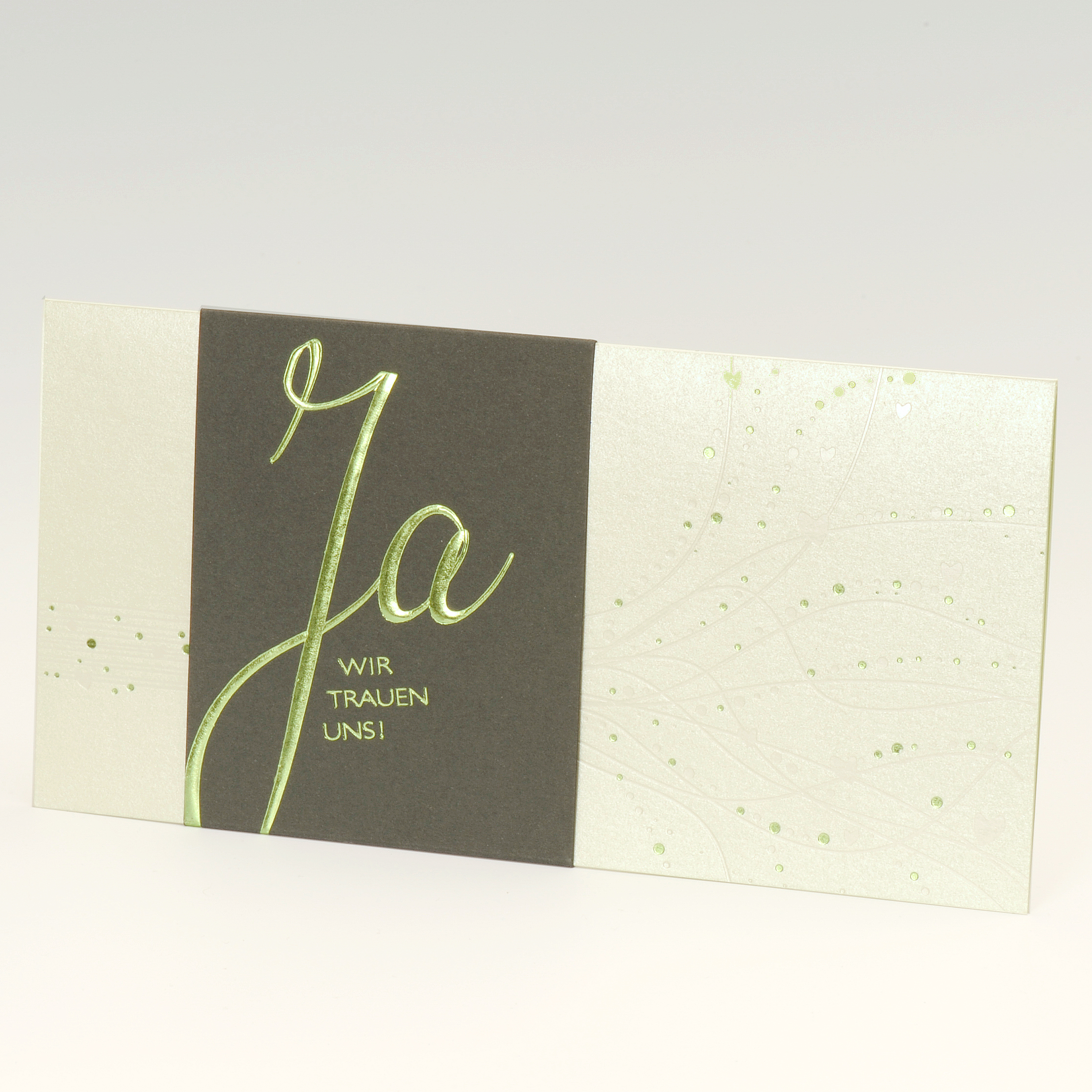 Mintgrüne Einladungskarte mit dunkelgrüner Banderole