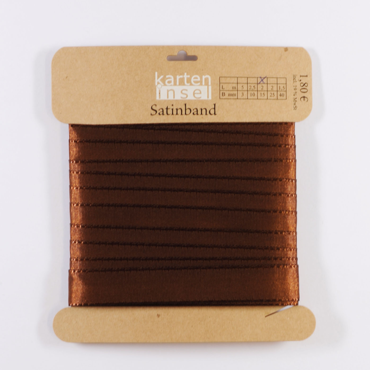 Satinband braun - 15 mm - 2 m
