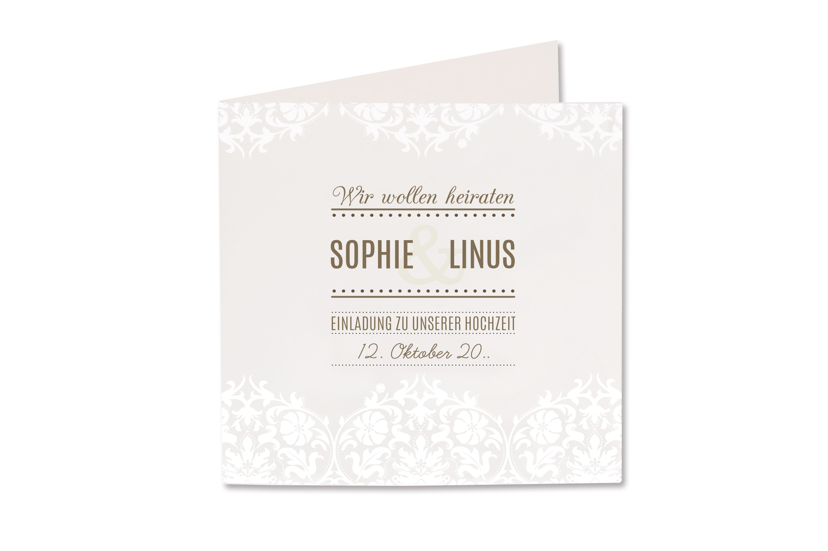 Heiraten im klassischen Stil ist nach wie vor ganz groß angesagt und es wird auch so bleiben. Mit der Hochzeitskarte Exklusiv laden Sie zur edlen Feier ein.
