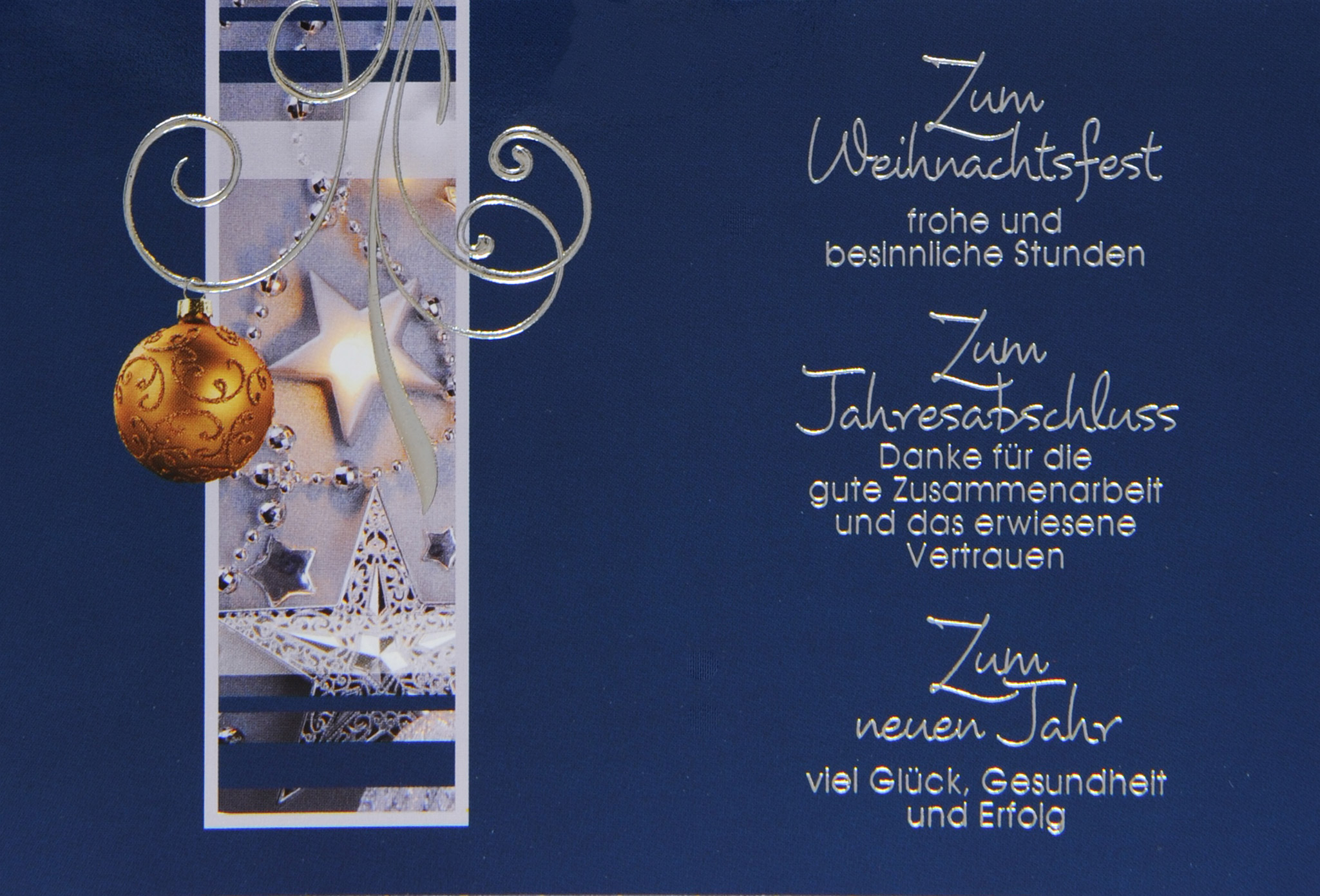 Weihnachtskarte für Geschäftspartner in edlem klassischem Design