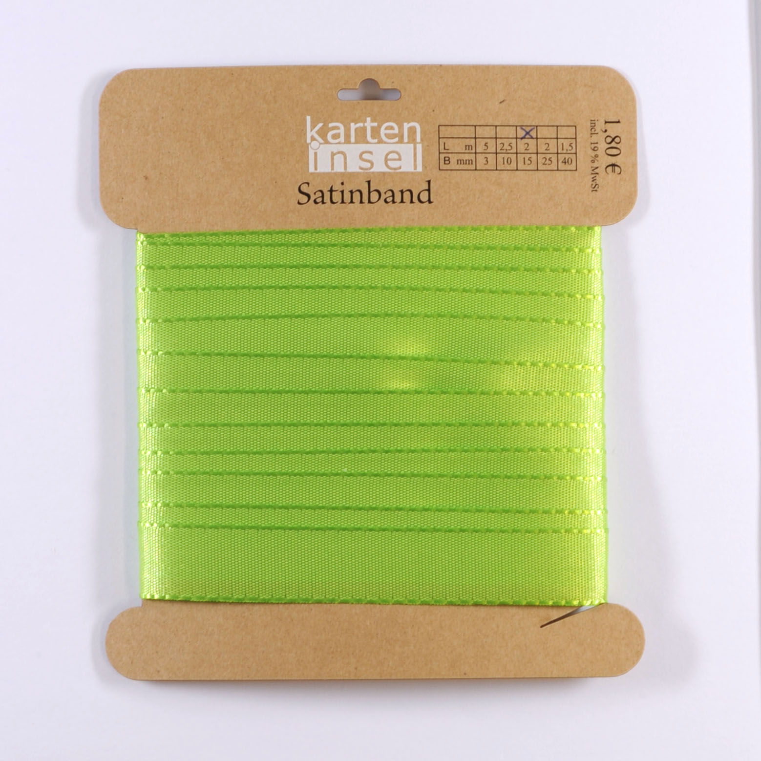 Satinband grün - 15 mm - 2 m