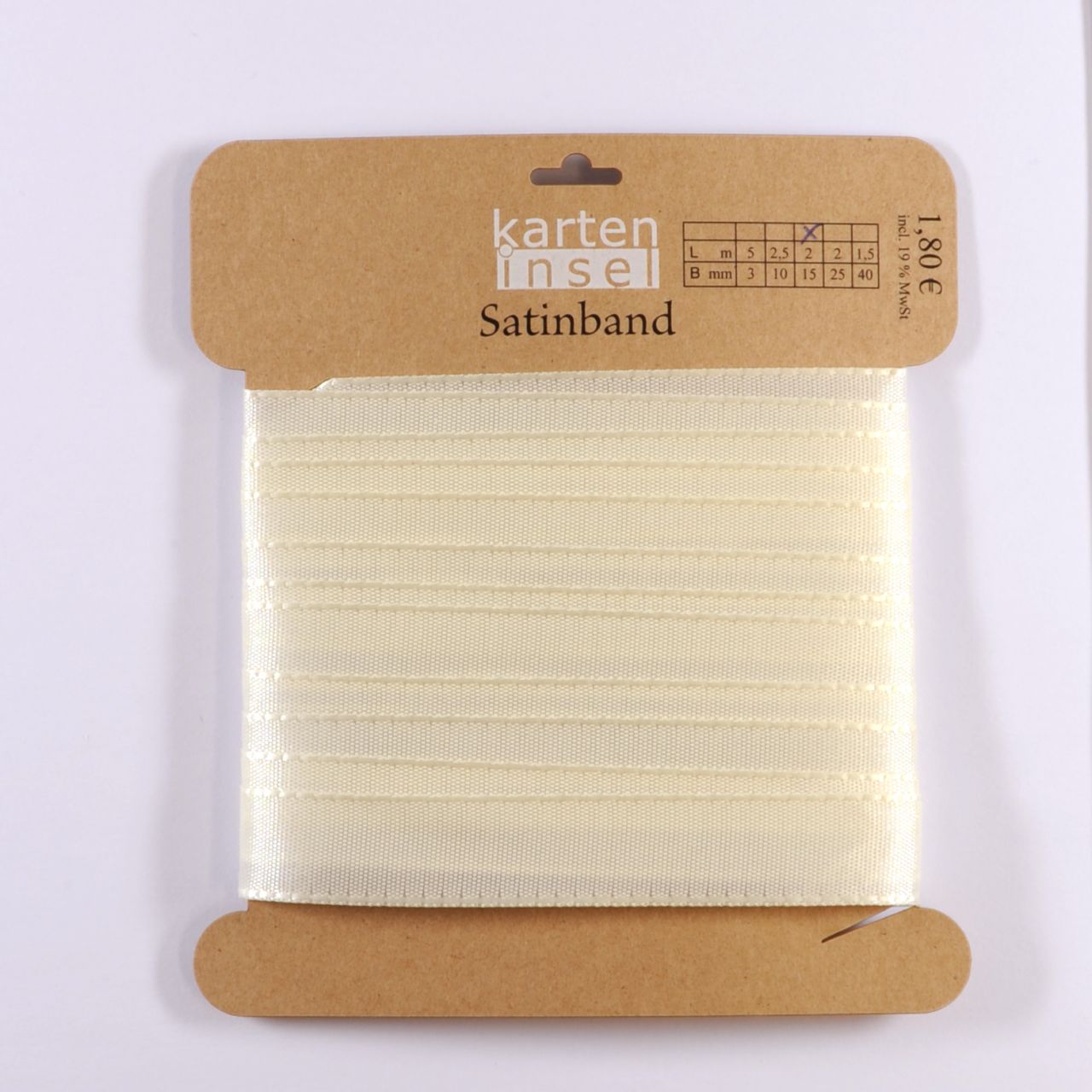 Satinband creme - 15 mm - 2 m