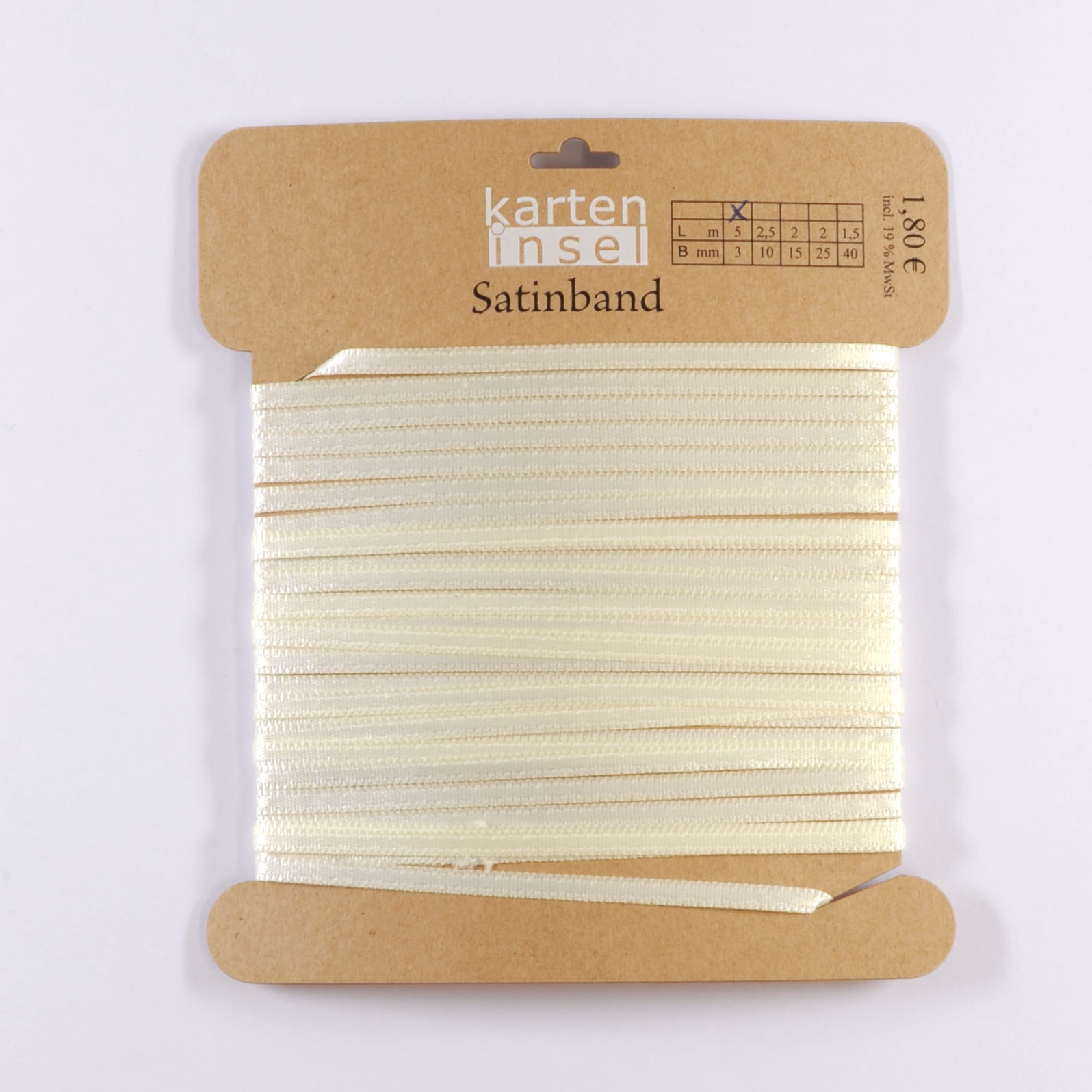 Satinband creme - 3 mm - 5 m